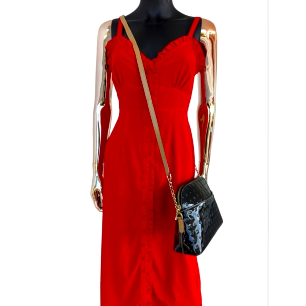 🌹 Topshop Red Sweet Heart Maxi Dress Sleeveless, Button Down - Picture 11 of 12